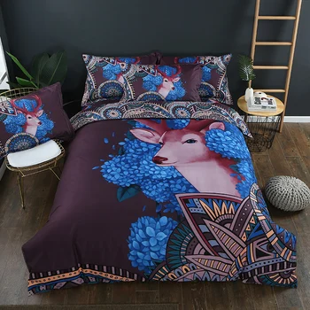 

2020 lovely 3D elk Printing bed set comforter bedding set duvet cover set Queen King Size Bedclothes Quilt Cover + Pillow case