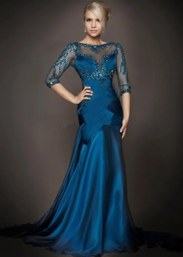 Русалка,, длинное Бандажное платье Vestidos Formales, Кристальные рукава, сексуальное, с открытой спиной, вышитое бисером, платье для выпускного вечера, платья для матери невесты