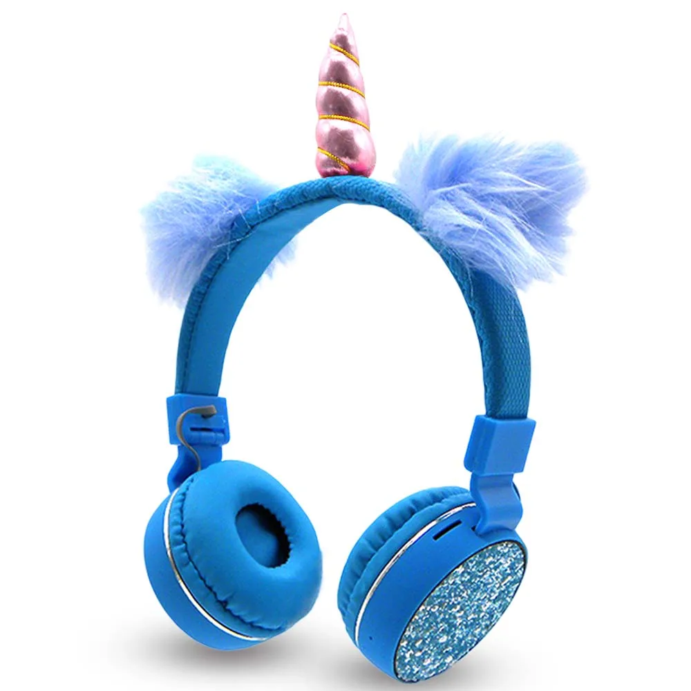 Tanie JINSERTA jednorożce słuchawki Stereo Bluetooth dzieci słuchawki z mikrofonem obsługa radia fm zestaw głośnomówiący karta TF AUX urodziny prezenty
