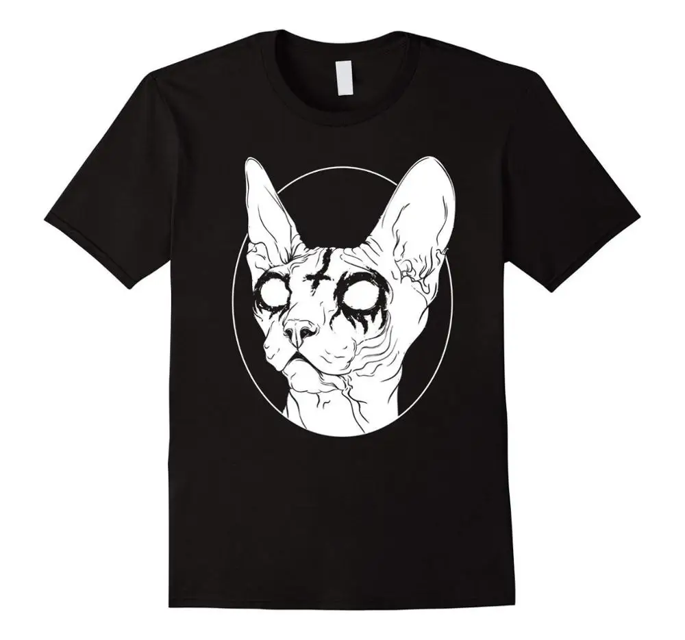 Black Metal Sphynx Cat I Goth and Death New Fashion Summer Cotton Male Designing Online T Shirts harajuku tees | Мужская одежда