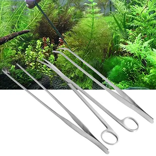 

Long Stainless Steel Aquarium Fish Tank Aquaticed Plant Tongs Scissors Tool