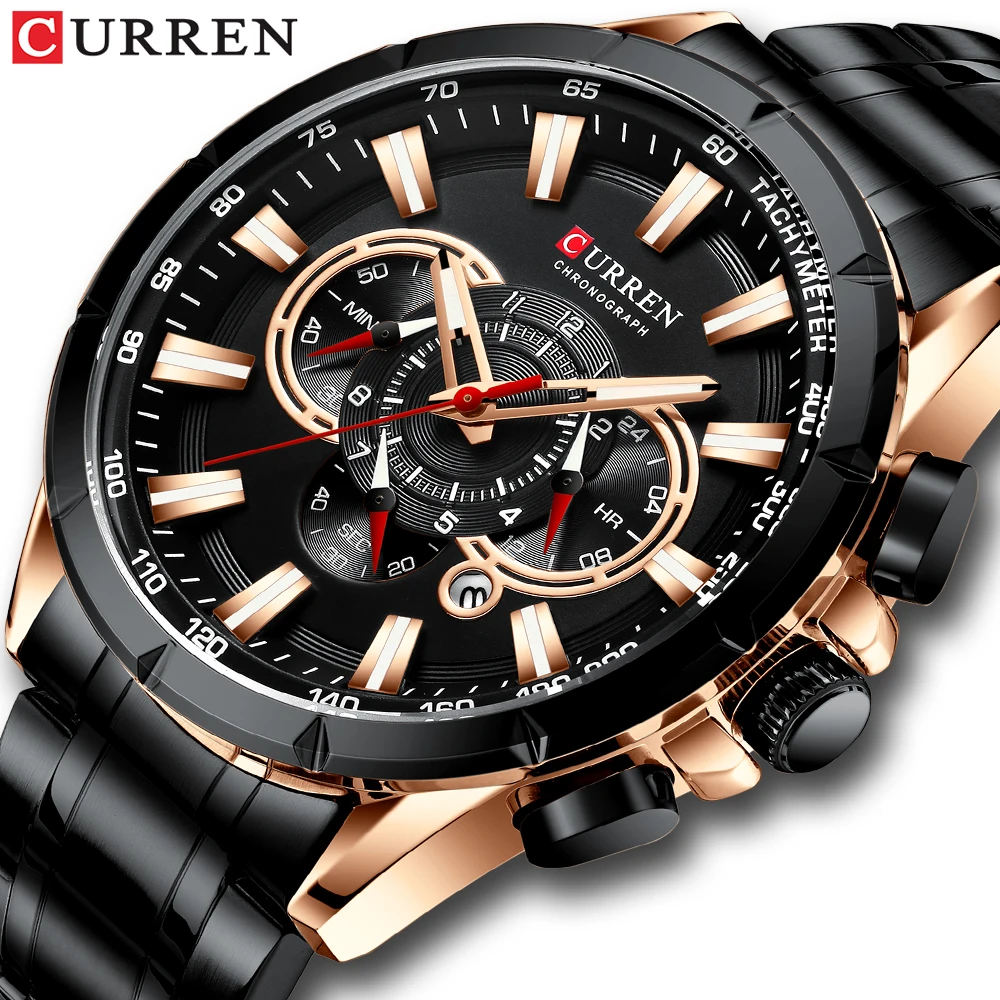 

Chronograph Wristwatch Mens CURREN Men's Watch Fashion Sport Watches Top Brand Luxury Quartz Watch Stainless Steel Band