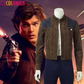 

Solo A Star Wars Story Cosplay Han Solo Jacket Adult Brown Suede Coat All Size COSPLAYONSEN