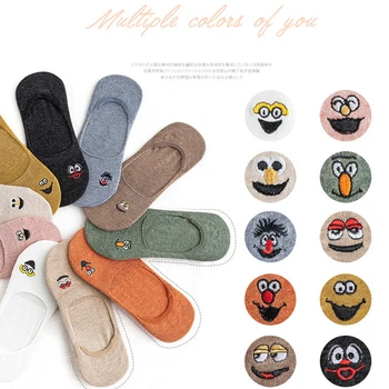 

1 Pair of Pure Cotton Expression Pattern Women's Socks Comfortable and Breathable in Summer Women's Pure Cotton Socks