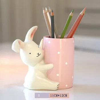 

Fashion Cute Bunny Pen Holder pen case Creative Ornaments Study Home Accessories Desk Cartoons pot Furnishings Students Gifts
