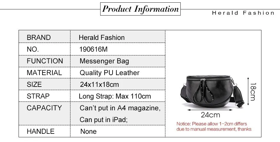 Herald Fashion сумки через плечо для Для женщин высокое качество кожаная женская сумка Повседневное с креплением на пояс с поясом, для девушек, сумки на плечо, сумка мешок