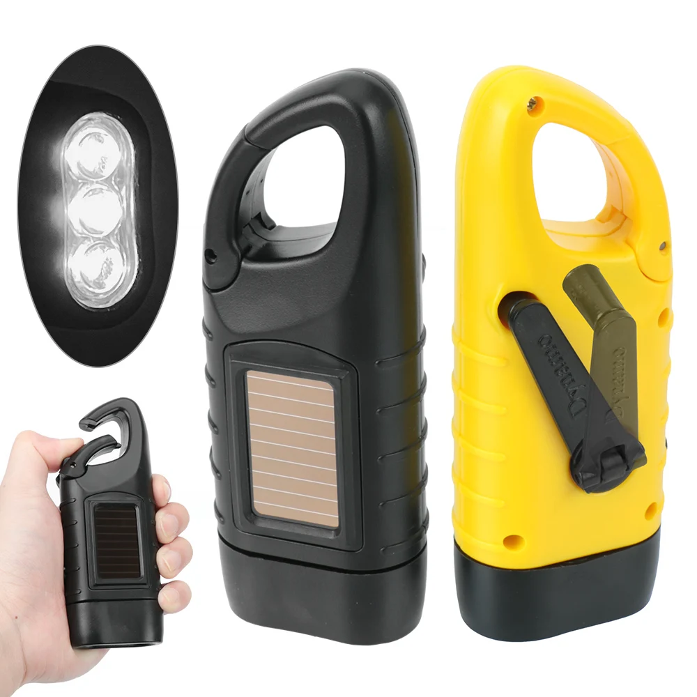 3 Color Solar Power LED Flashlight Hand Crank Dynamo Portable Torch Lantern Tent Light For Outdoor Camping Mountaineering | Освещение
