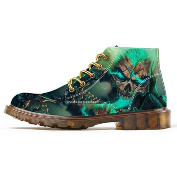 

2019 Spring Autumn New Style Men's Skull Print Ankle Boots Fashion Sneakers for Male Outdoor Chukka Custom Design Shoes Big Size