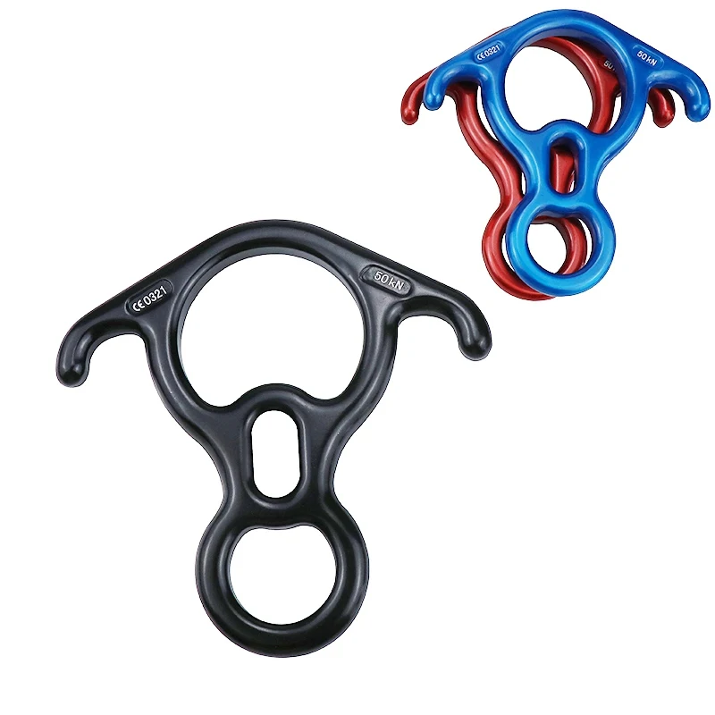8-shape Outdoor Climbing Descender With Bent-ear Rappelling Gear Aluminum Alloy Durable Belay Device Rescue Tool
