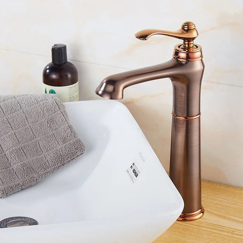 Латунный горячий и холодный смеситель ORB коричневый смеситель для ванной комнаты смеситель для раковины с одним отверстием