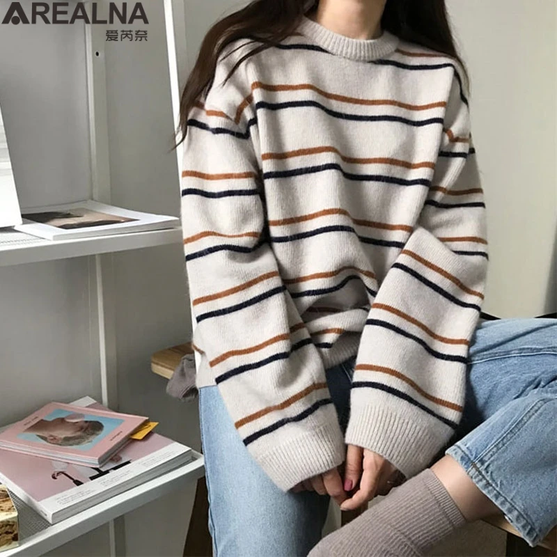 Womens sweaters 2019 Autumn winter Women lady sweater high elastic stripe sweater women loose sexy Bottoming Knitted Pullovers