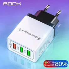 ROCK, 3 порта, быстрое зарядное устройство, QC 3,0, USB, зарядное устройство для телефона, быстрое зарядное устройство, ЕС, зарядное устройство для мобильного телефона, для samsung S8 S9