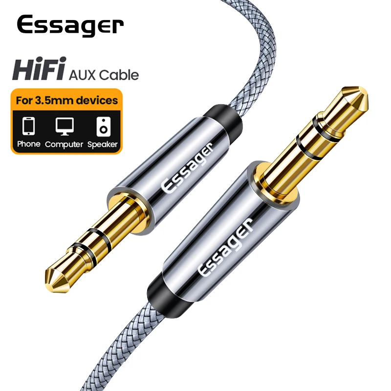 

Essager 3.5mm Jack Aux Cable 3.5 mm Male to Male Audio Cable Speaker Line Aux Wire Cord For Samsung Xiaomi MP3/4 Headphone Car