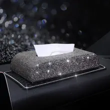 Новинка, модная Алмазная автомобильная коробка для салфеток, лоток, держатель, 3 цвета, креативная Автомобильная салфетка, украшение автомобиля