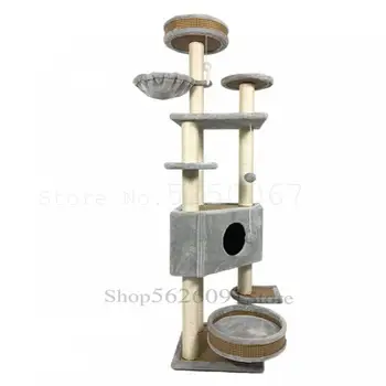 

Cat Climbing Frame, Sisal Cat Grabbing Column, Wooden Tree House, Cat Toy, Large Cat Stand, Jumping Platform, Four Seasons Cat