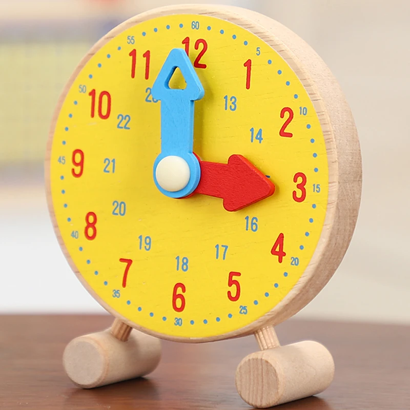 Toys Teaching Clocks Wooden Clock Iusun Hand Made Clock Kids Children Learn Time Clock Learning