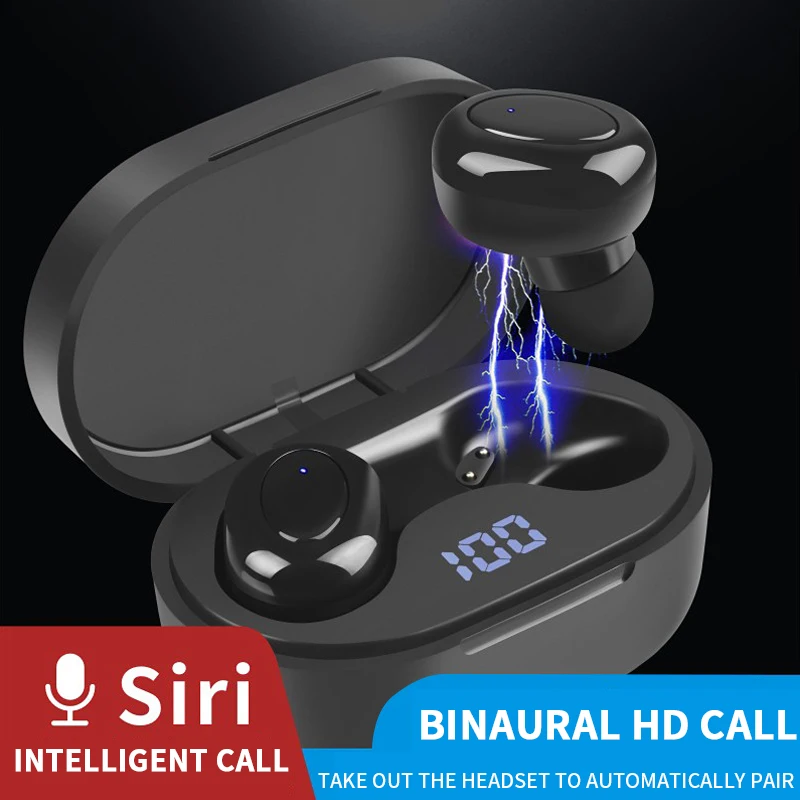 6 Colors TWS Wireless Bluetooth Headphone Noise Reduction Mini Earbuds LED Digital Display in ear Earphone Stereo Gaming Headset