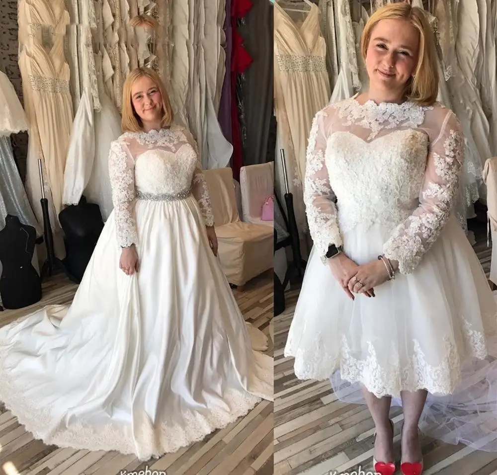 

2020 Wedding Dress Two Pieces Long White With Sleeve Plus Size Bridal Gowns Beach off the shoulder bridal gowns with no train