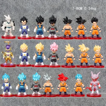 

Action 21 Pcs/set Battle Version Goku Figurine Toys Anime Dragon Ball Super Saiyan God Goku Vegeta Gohan Frieza Model Collection