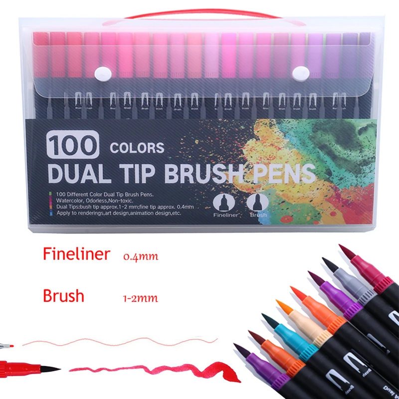 120 dual tip brush pens