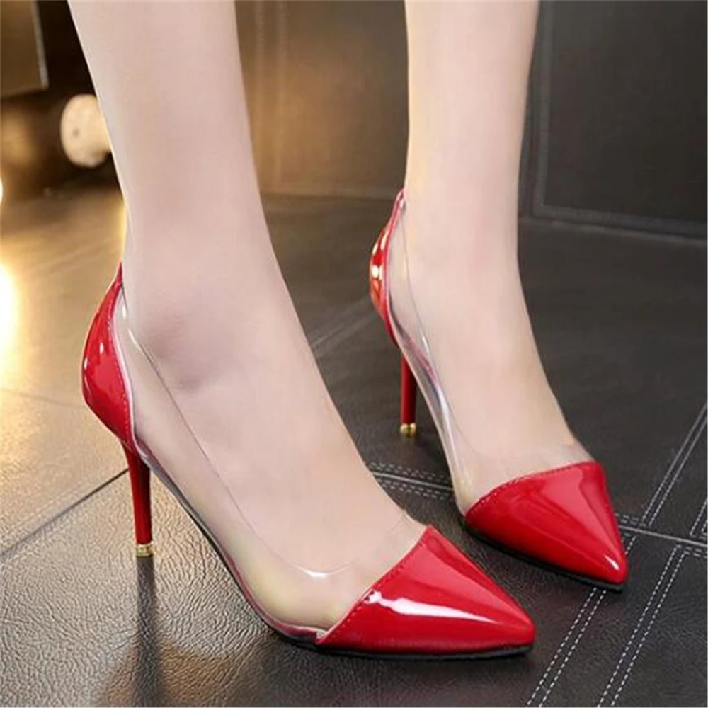 Ladies High Heels PUMPS PVC Transparent Pumps Sandals Perspex Heel Stilettos Point Toes Nightclub Party Shoes y36 | Обувь