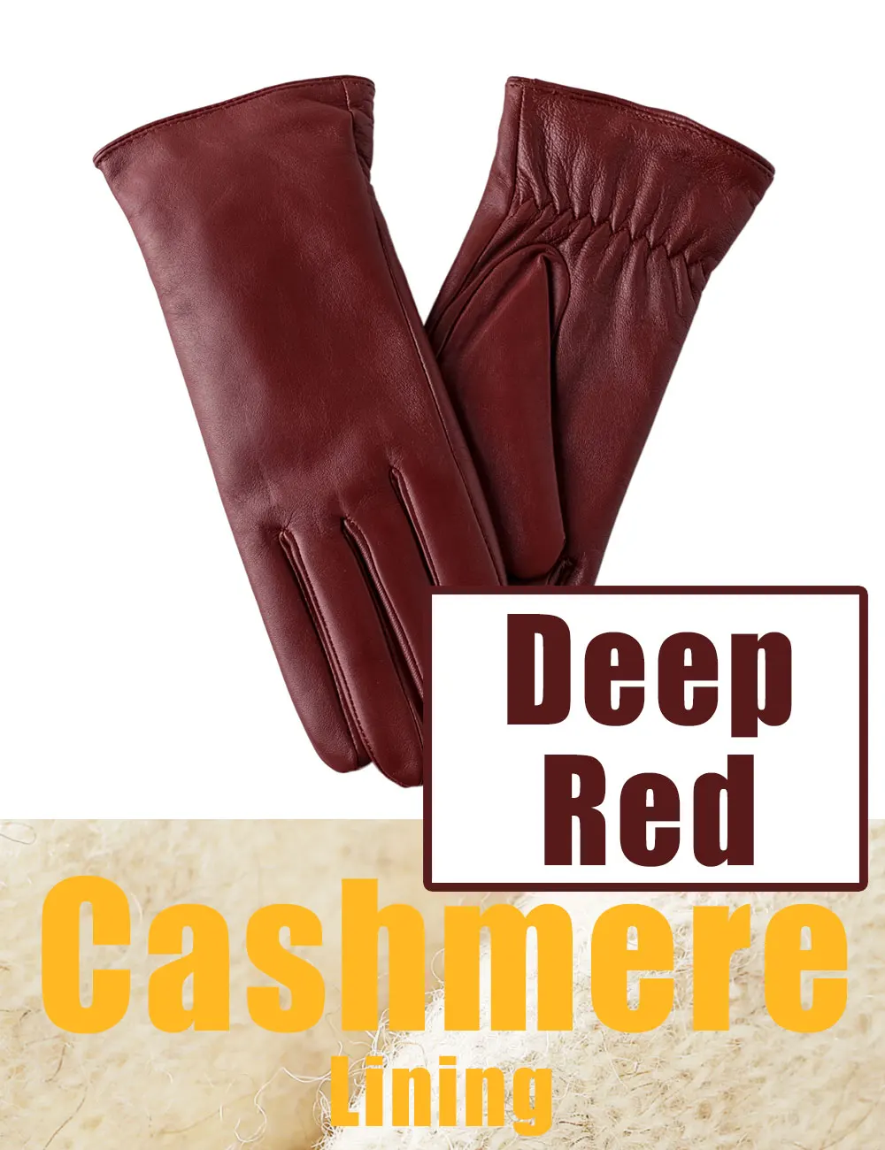 

FEIQIAOSH 2020 Fashion Trend Crimson Women's Gloves Cashmere lining touch screen motorcycle driving glove Christmas girl gift