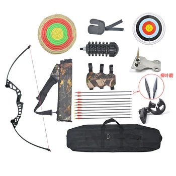 

New 20-50lbs Recurve Bow American Hunting Bow Archery Metal Standpipe Straight Pull Bow Longbow Hunting Set
