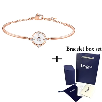 

Fashionable New Rose Gold Round Crystal Bracelet Delicate Simple Ladies Jewelry Best Gift for Mother Girlfriend