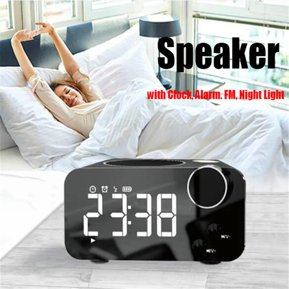 

Radio Clock Alarm Bluetooth Speaker Soundbar Music Center Boombox Acoustic System Column Sound Box Led Light Wireless Speaker