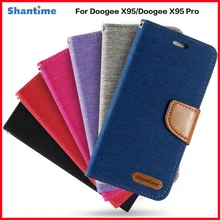 Mixed Colors Black 6.52 - Wallet Card Slot Bookstyle with Stand Function Cover PU Leather Flip Shell LJSM Case Tempered Film Glass for Doogee X95