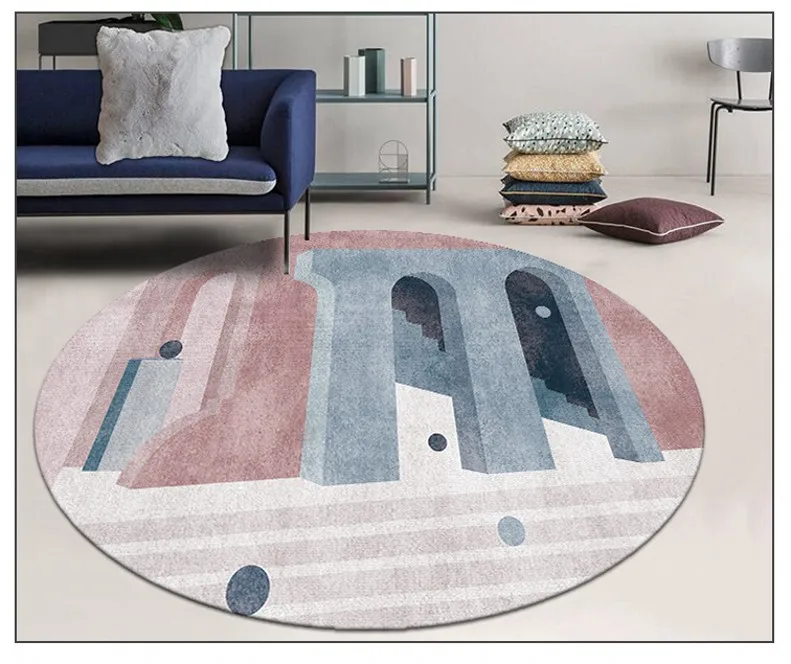 Скандинавский круглый коврик для гостиной с рисунком, декоративный ковер для гостиной, ковер для гостиницы, популярный коврик для пола без волос