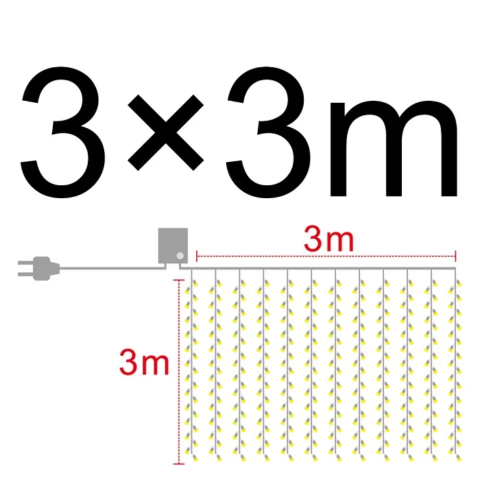 3x1/3x2/3x3 м 300 светодиодный сосулька сказочные гирлянды рождественские светодиодный гирлянда со сказочными огнями уличный занавес садовый декор - Испускаемый цвет: 1