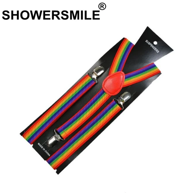 SHOWERSMILE подтяжки Радужная Женская Рубашка в полоску цвета радуги разноцветные