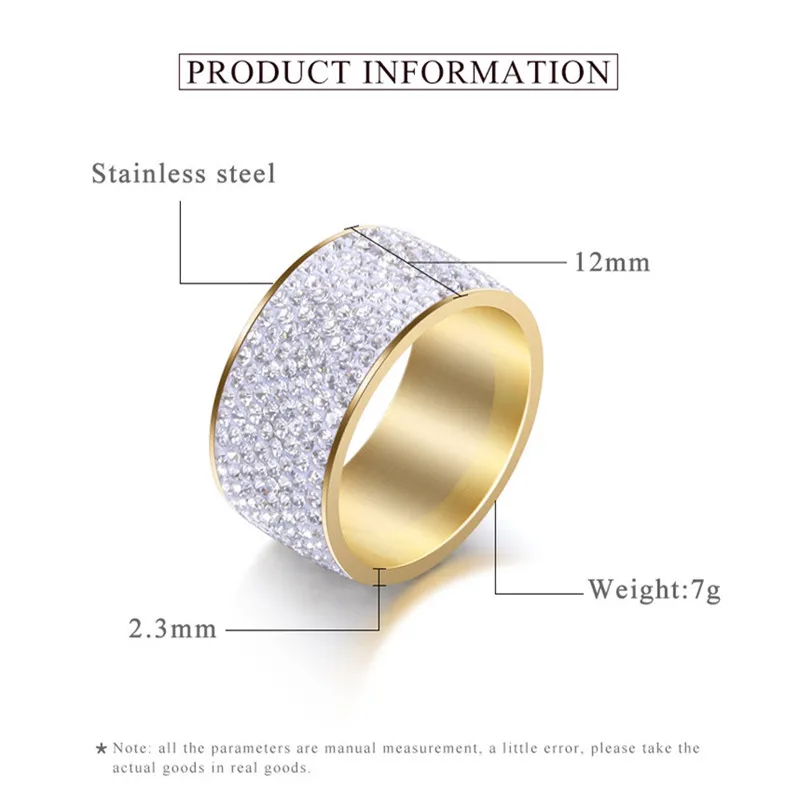 Кольца из нержавеющей стали в стиле панк с фианитом ААА 8 рядов|Кольца| |
