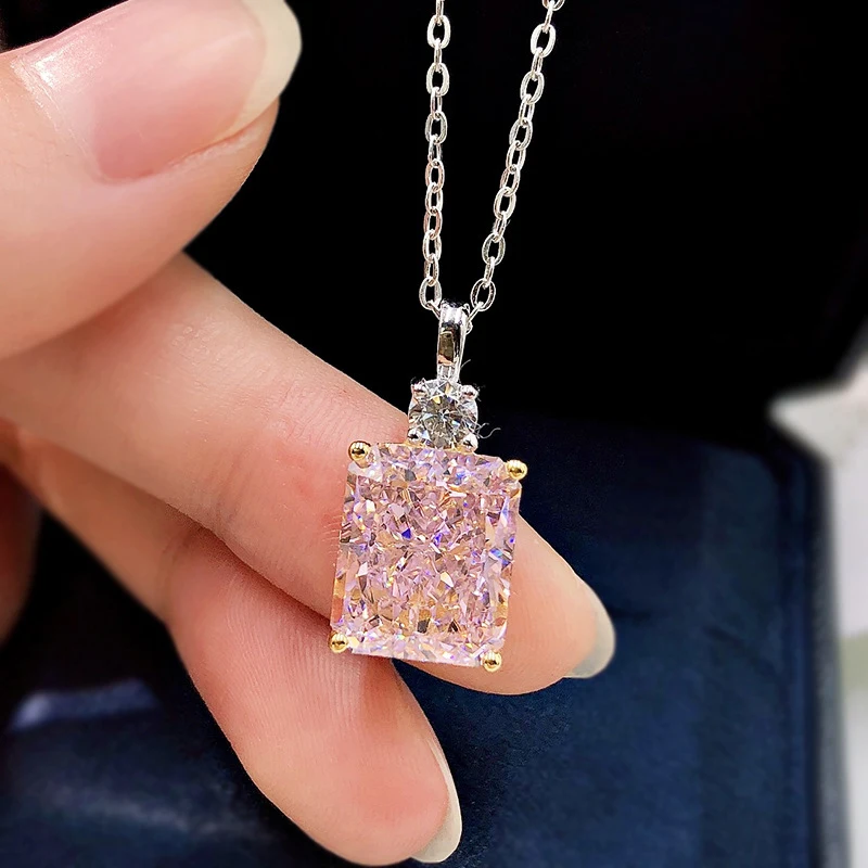 Stunning High Quality Imitation Pink Diamond Pendant Necklace