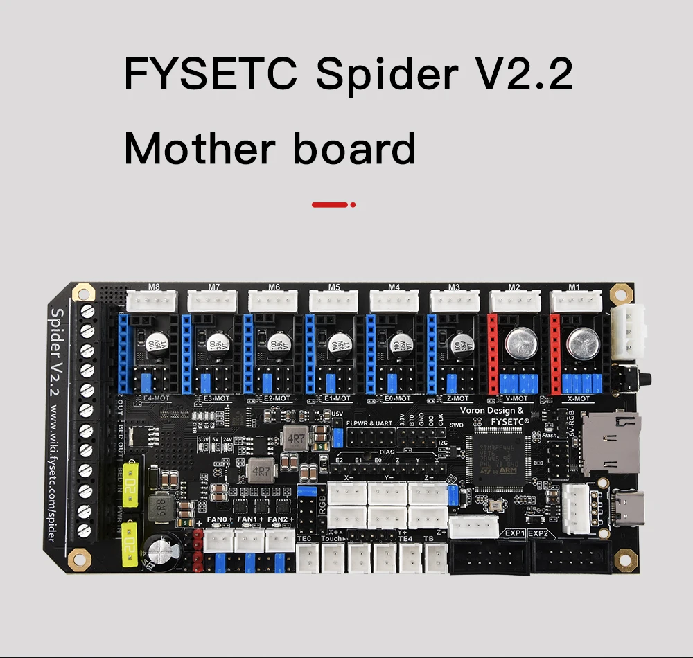 FYSETC Spider V2.2 Motherboard 32Bit Controller Board TMC2209 3D printer Part VS Octopus Replace For Voron 2.4 Voron Trident belt 3d printer