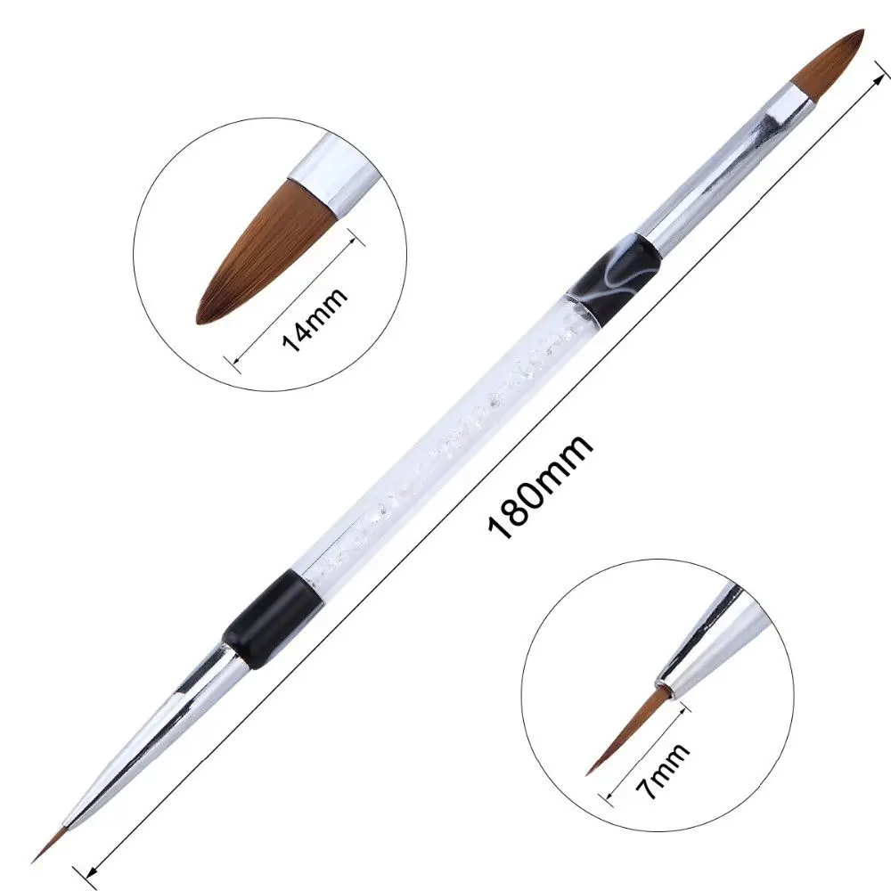 1 Pc Dual End Nail Art Brush Rhinestone Acrylic French Stripes Lines Flower Painting Drawing Liner Brush Pen Manicure Tools