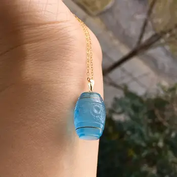 

H304 Fine Jewelry 6.16grams Natural Blue Aquamarine Gemstone Pendant for women Fine Female Hologram Bracelet