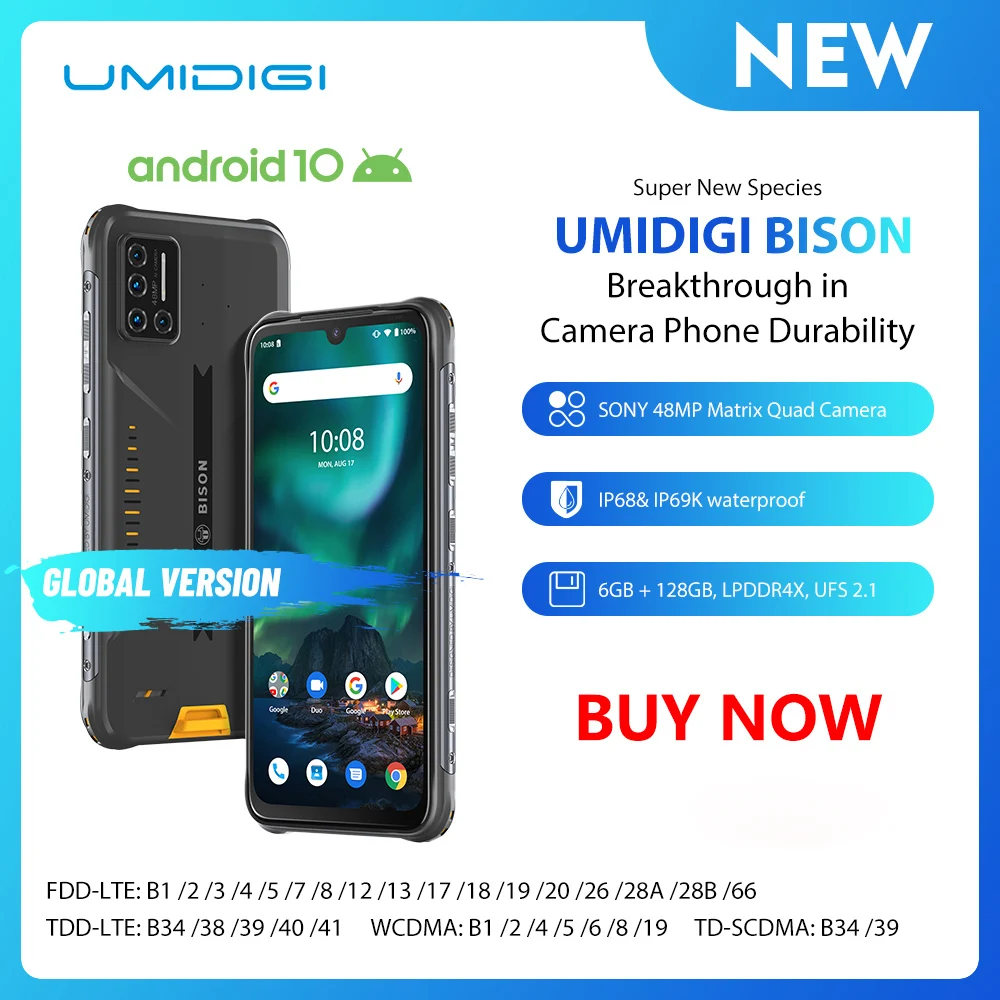 Смартфон UMIDIGI BISON IP68/IP69K 48 МП матрица 6 3 дюйма | Мобильные телефоны и аксессуары