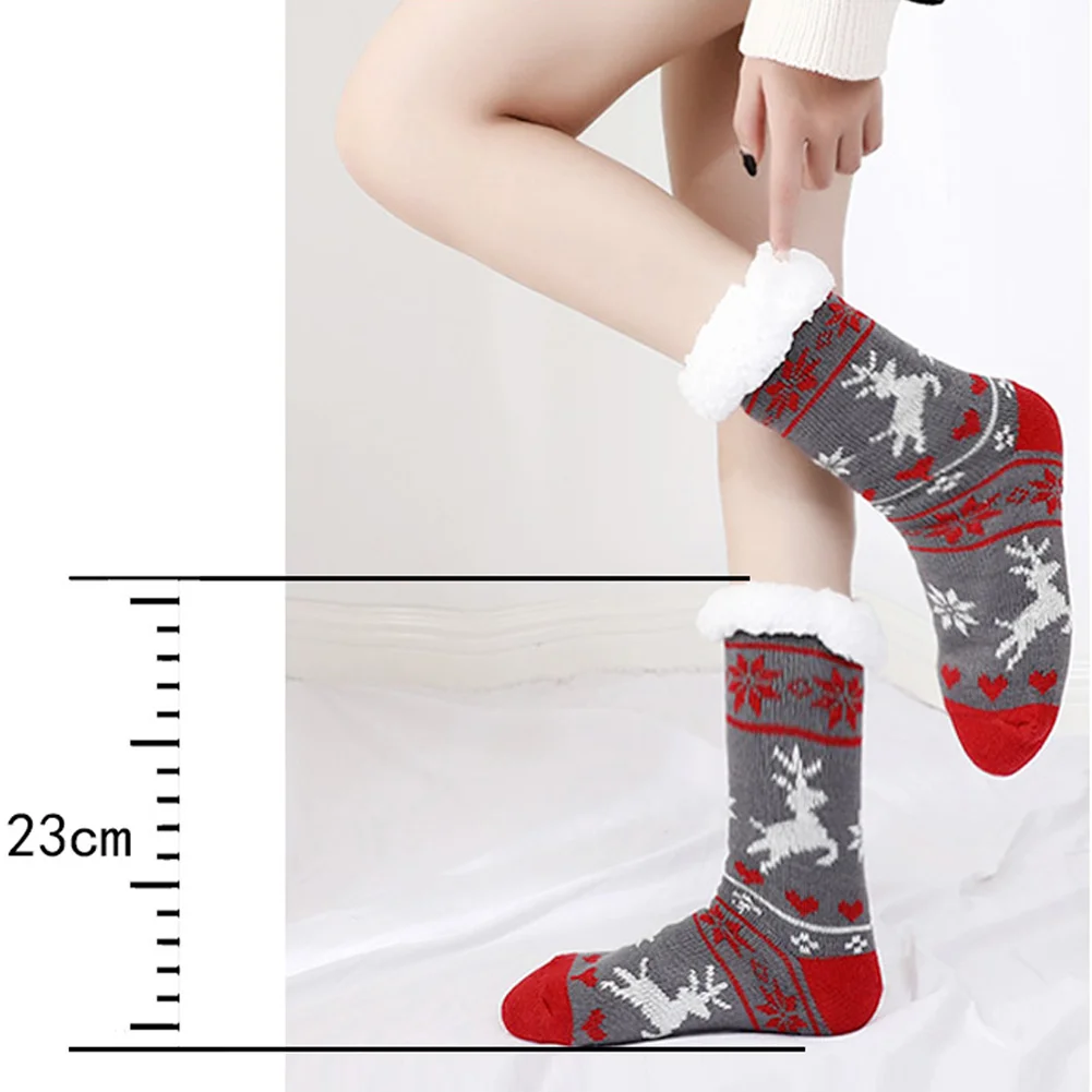 Мягкие толстые теплые носки-тапочки со снежинками зимние вязаные хлопковые нейтральные носки для дома, офиса, общежития KNG88