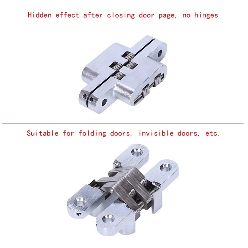 Practical Hinge Cross Door Hinge Stainless Steel Open 180 degree Door Invisible Hinge Fit for foldable mobile doors, buffet
