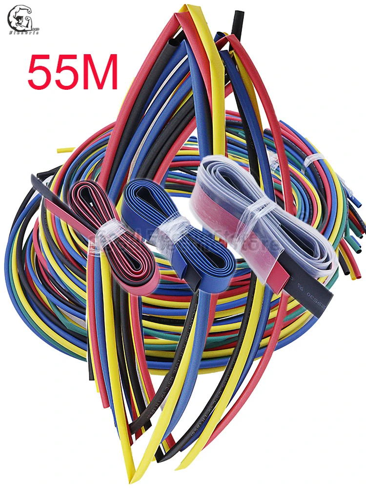 

55Meters/Bag 2:1 Heat Shrinkable Tube Bag Heat Shrinkable Tube Color Halogen-Free Flame Retardant PE Insulation Sleeve