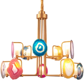 

lyustra lampa Nordic agate G9 Modern Onyx Stone Chandeliers Creative Personality Living Room Hotel Designer Lighting