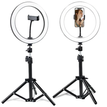

Photography Makeup Lamp Mirror LED Selfie Light Dimmable Make Up Camera Phone Lamp with Table Tripods Phone Holder Dropshipping