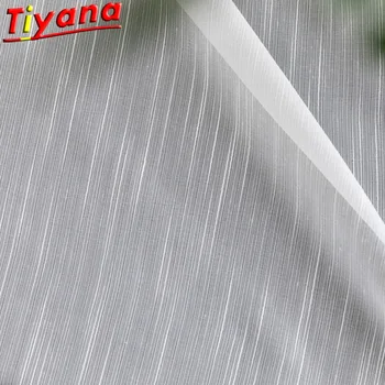 

Solid White Stripes Curtain for Living Room Nordic Simply White Window Screen Yarn for Bedroom Customizable W-HM375#30