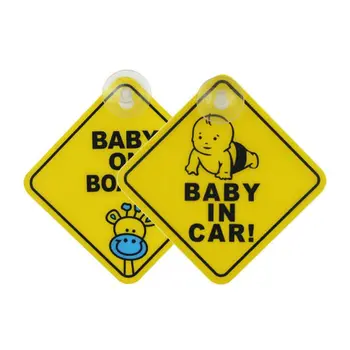 

Car Sticker Baby ON BOARD WARNING SAFETY SIGN Sticker Decal with Sucker for Car Vehicle Window Sticker Car Accessories Styling Y