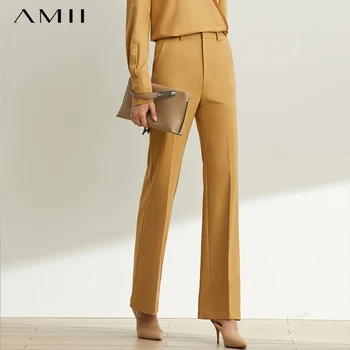

Amii Minimal Western Style Leisure High Waist Vertical Feet Wide Leg Pants for Women Spring New High Skinny Horn Pants 11930242