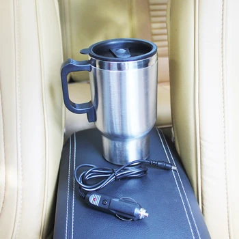 

Auto Car Heated Cup 12V Stainless Steel Travel Heating Hot Water Coffee Tea Mug Leak_Proof Thermo Cup Thermosmug For Gifts Home
