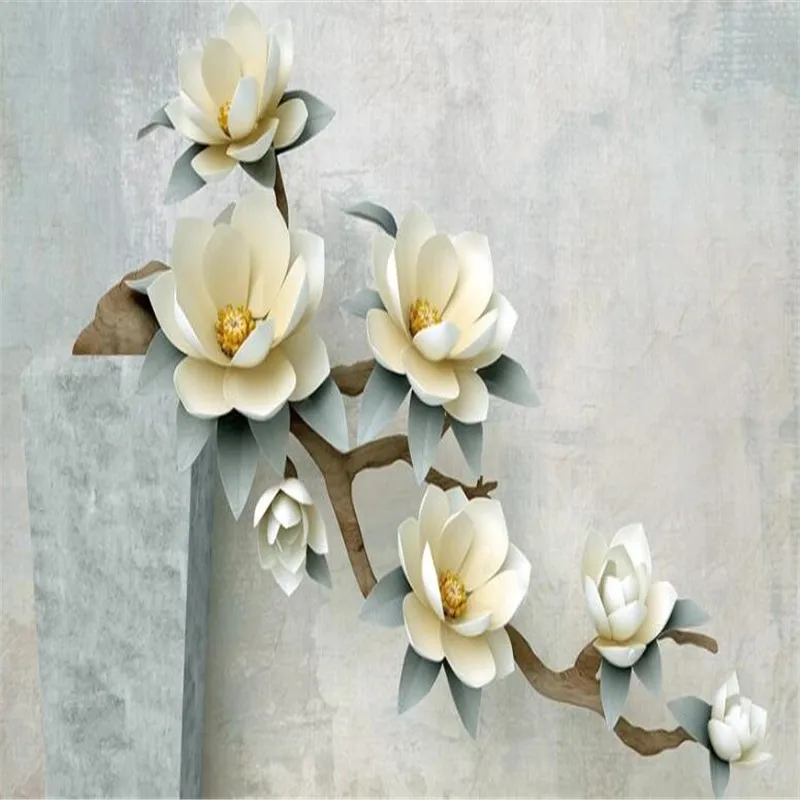 Large 3D wallpaper mural custom purple flower 3D three-dimensional relief flower bedroom background wallpaper mural
