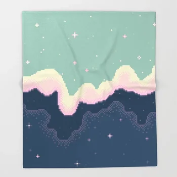 

Starry Sky Cartoon Throws for Sofa Cute Design Pixel Day and Night Galaxy Blankets Christmas Decorations for Home Custom Blanket